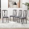 Rustic Wood Padded Dining Chairs for 4 - Gray