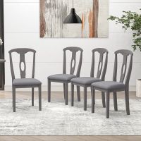 Rustic Wood Padded Dining Chairs for 4 - Gray