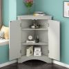 Triangle Bathroom Storage Cabinet with Adjustable Shelves, Freestanding Floor Cabinet for Home Kitchen - Grey