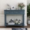 TREXM Daisy Series Console Table Traditional Design with Two Drawers and Bottom Shelf (Navy) - As Picture
