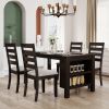 Farmhouse Wood 5-Piece Dining Table Set with 2-Tier Storage Shelves,Kitchen Set for 4 with Padded Dining Chairs - Espresso