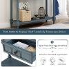 TREXM Daisy Series Console Table Traditional Design with Two Drawers and Bottom Shelf (Navy) - As Picture