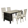 Farmhouse Wood 5-Piece Dining Table Set with 2-Tier Storage Shelves,Kitchen Set for 4 with Padded Dining Chairs - Beige
