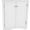 Triangle Bathroom Storage Cabinet with Adjustable Shelves, Freestanding Floor Cabinet for Home Kitchen - White
