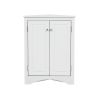 Triangle Bathroom Storage Cabinet with Adjustable Shelves, Freestanding Floor Cabinet for Home Kitchen - White