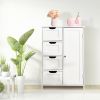 White Bathroom Storage Cabinet, Floor Cabinet with Adjustable Shelf and Drawers - White