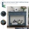 TREXM Daisy Series Console Table Traditional Design with Two Drawers and Bottom Shelf (Navy) - As Picture